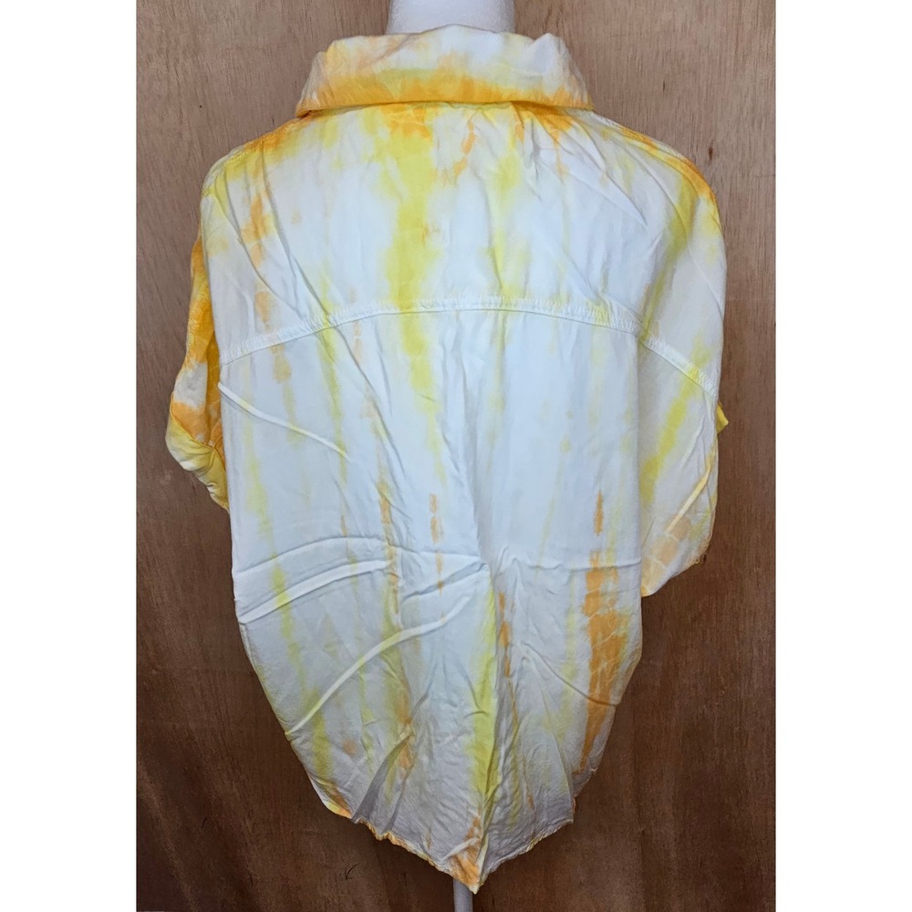 KUT From The Kloth Eden Short Sleeve Yellow And White Tie Dye Blouse Size Large - Picture 2 of 9